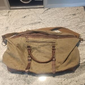 Men's Tan and Brown Travel Bag